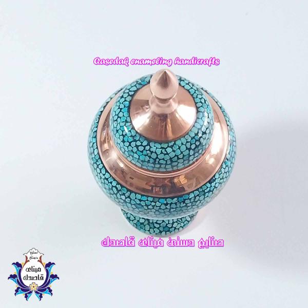 قندان پایه‌دار فیروزه‌کوبی ۲۱ سانتیمتر کد 3