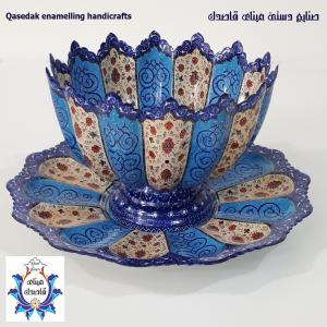 ست کاسه و بشقاب ۲۵ سانتیمتر میناکاری کد ۱۹۱۰