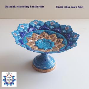 بشقاب پایه دار میناکاری ۲۰ سانتیمتر کد ۲۱۰۰