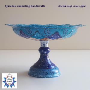 بشقاب پایه دار میناکاری ۲۰ سانتیمتر کد ۲۱۰۱