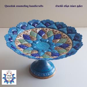 بشقاب پایه دار میناکاری ۳۰ سانتیمتر کد ۲۱۸۷