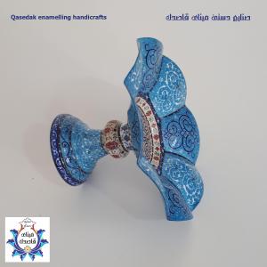 بشقاب پایه دار گلبرگی ۱۶ سانت میناکاری کد۲۷۳۷