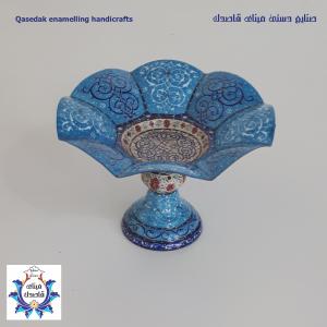بشقاب پایه دار گلبرگی ۱۶ سانت میناکاری کد۲۷۳۷