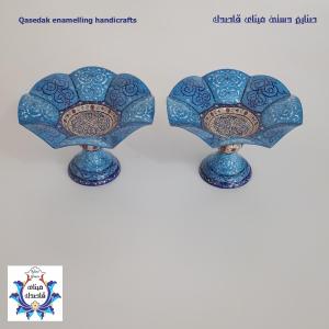 بشقاب پایه دار گلبرگی ۱۶ سانت میناکاری کد۲۷۳۷