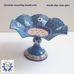 بشقاب پایه دار گلبرگی میناکاری ۲۵سانتیمتر  کد ۲۷۷۳