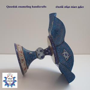بشقاب پایه دار گلبرگی میناکاری ۲۵سانتیمتر  کد ۲۷۷۳