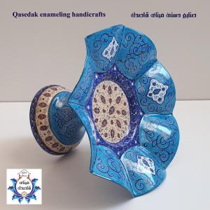 بشقاب پایه دار گلبرگی میناکاری ۲۵ سانتیمتر کد ۲۷۷۴