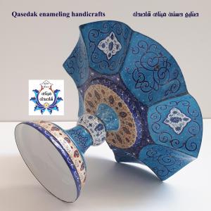 بشقاب پایه دار گلبرگی میناکاری ۲۵ سانتیمتر کد ۲۷۷۴