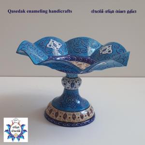 بشقاب پایه دار گلبرگی میناکاری ۲۵ سانتیمتر کد ۲۷۷۴