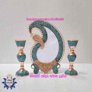 آیینه و شمعدان فیروزه کوبی ۳۲cm کد ۱