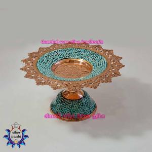 بشقاب پایه دار فیروزه کوبی ۲۰cm کد ۱