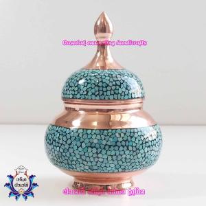 قندان فیروزه کوبی ۱۵ سانتیمتر کد ۲