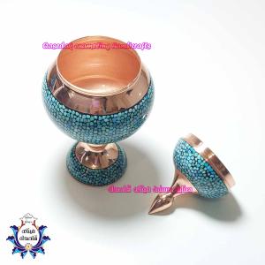 قندان پایه دار فیروزه کوبی ۱۷cm کد ۱