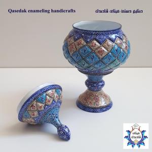 قندان پایه دار میناکاری ۲۳ سانتیمتر کد9
