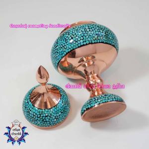 قندان پایه دار فیروزه کوبی ۲۵cm کد ۱