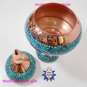 قندان پایه دار فیروزه کوبی ۲۵cm کد ۱
