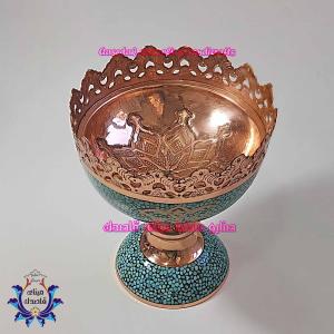 کاسه پایه دار فیروزه کوبی ۱۸ سانتیمتر کد ۲