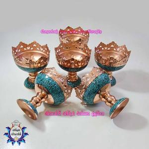 کاسه پایه دار فیروزه کوبی ۹ سانتیمتر کد ۱