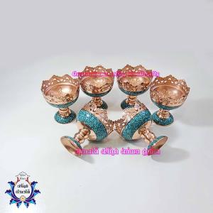 کاسه پایه دار فیروزه کوبی ۹ سانتیمتر کد ۱