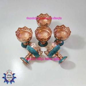 کاسه پایه دار فیروزه کوبی ۹ سانتیمتر کد ۱