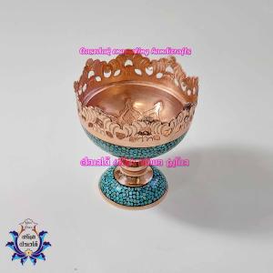 کاسه پایه دار فیروزه کوبی ۹ سانتیمتر کد ۱