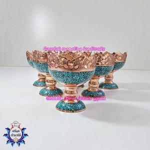 کاسه پایه دار فیروزه کوبی ۹ سانتیمتر کد ۱
