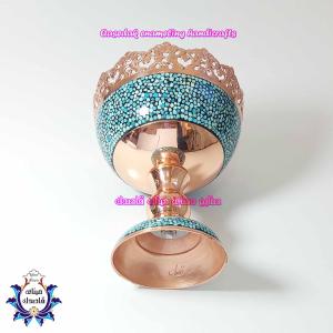 کاسه پایه دار فیروزه کوبی ۱۴ سانتیمتر کد ۱